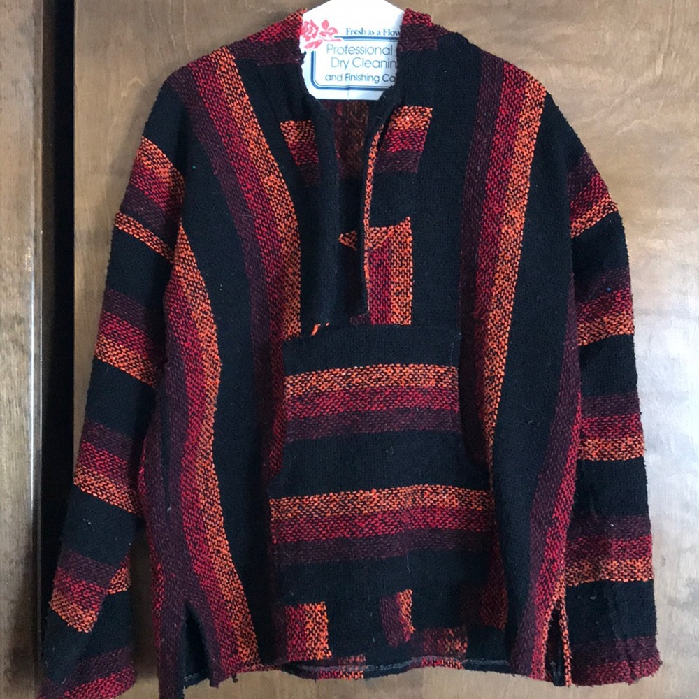 Orange and Black Poncho